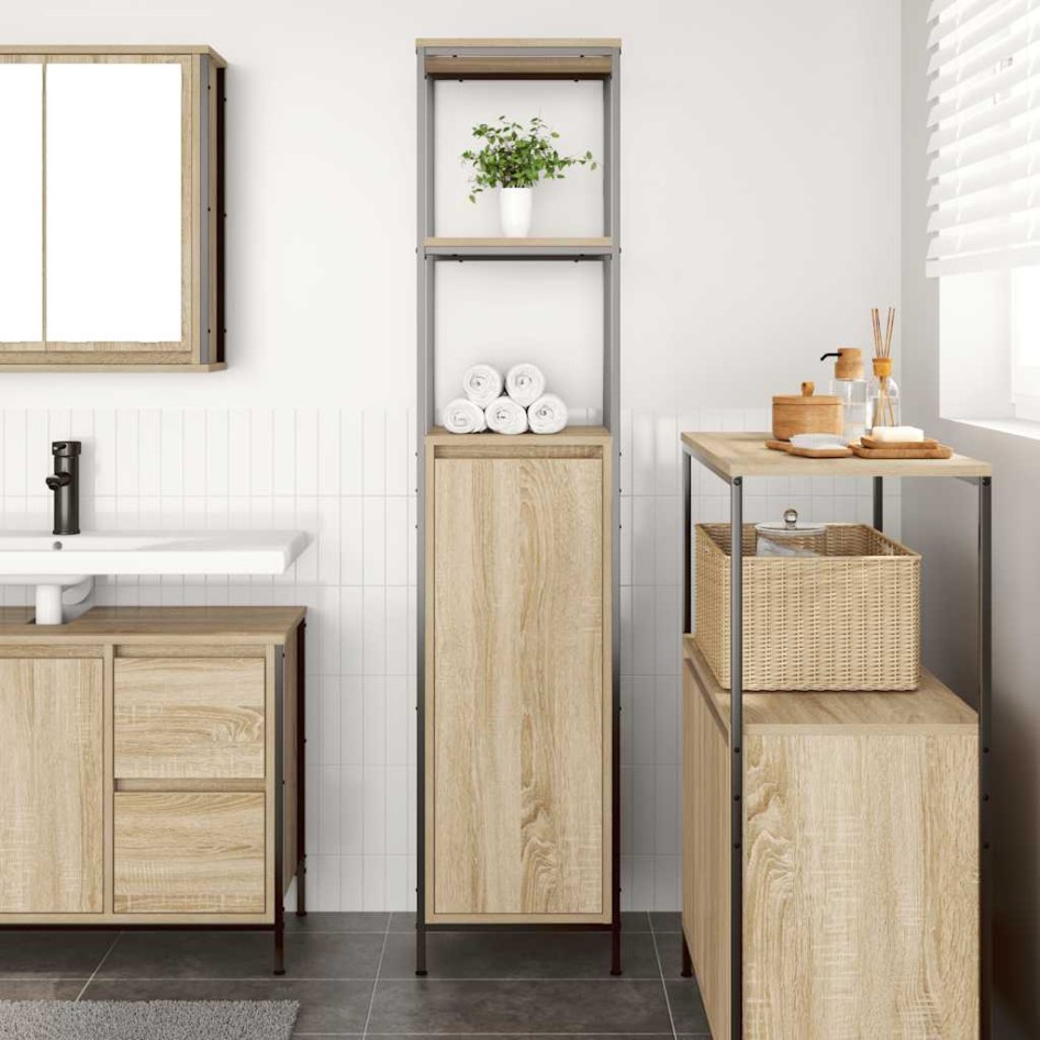 Mueble de baño con estantes roble Sonoma 36x35x165