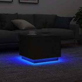 Mesa de centro con luces LED roble negro 50x50x40