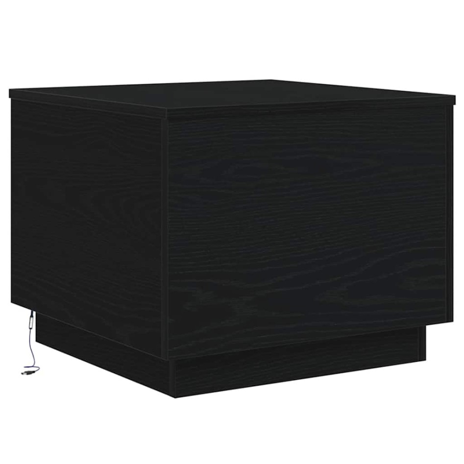 Mesa de centro con luces LED roble negro 50x50x40