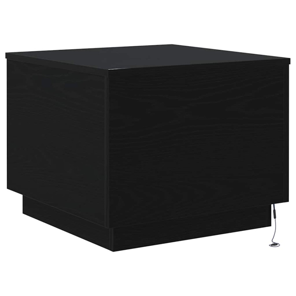 Mesa de centro con luces LED roble negro 50x50x40