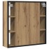 Mueble de baño con espejo de roble artesanal 60x16x60