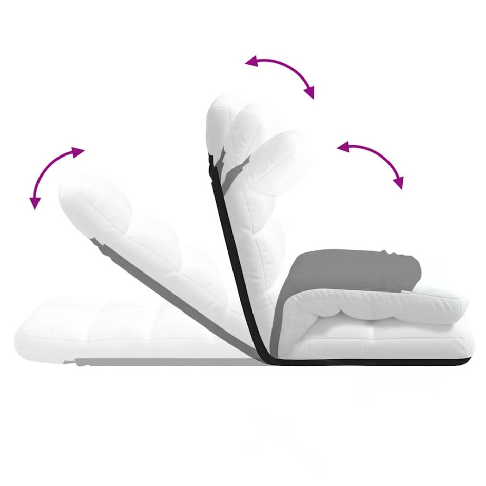 Silla de suelo plegable de tela blanca 71x51x62