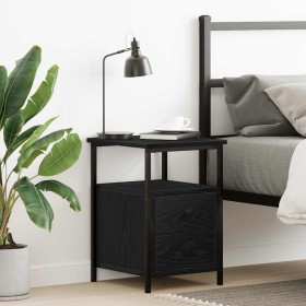 Mesilla de noche roble negro 34x35,5x50 cm madera de