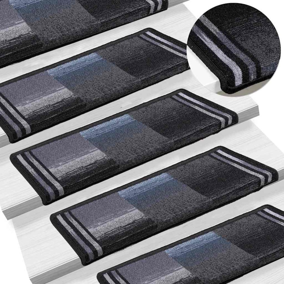 Alfombrilla escalera autoadhesivas 10uds negro y gris