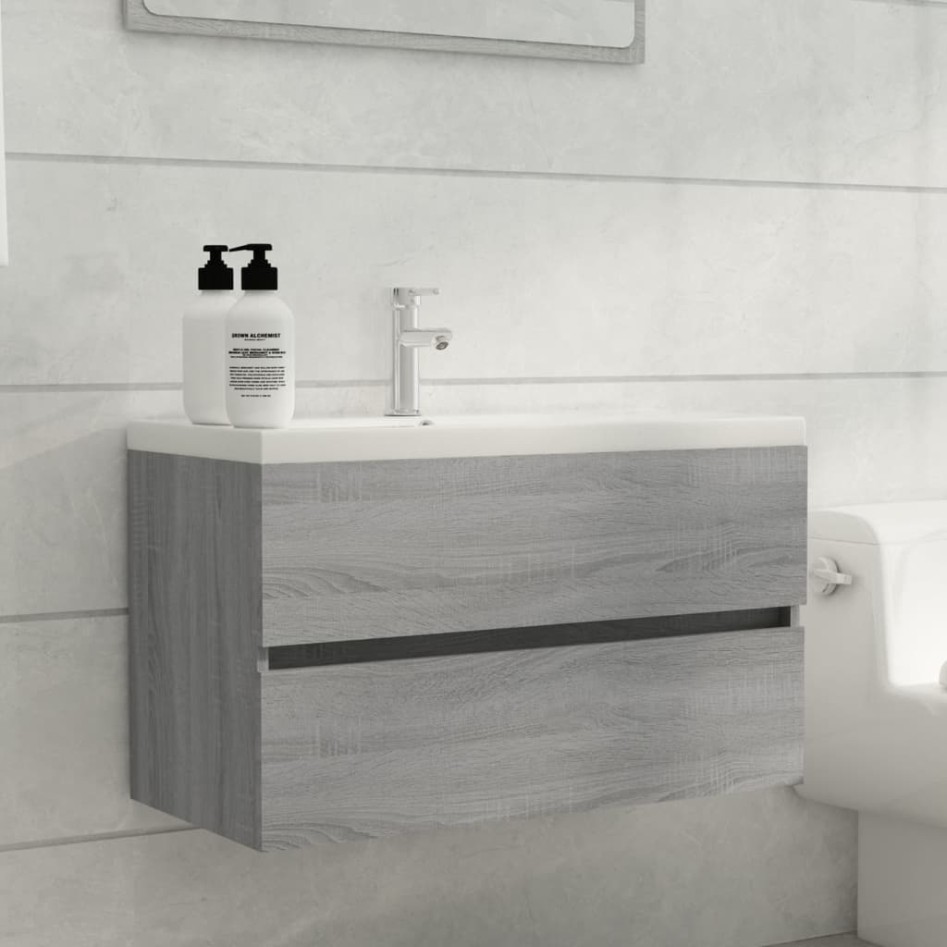 Mueble de lavabo madera de ingeniería gris Sonoma