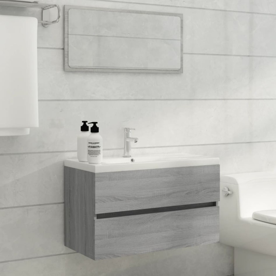 Mueble de lavabo madera de ingeniería gris Sonoma