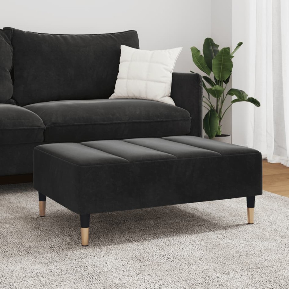 Reposapiés de terciopelo negro 77x55x31