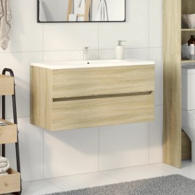 Armario lavabo madera contrachapada roble Sonoma 90x38,5x45