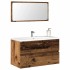 Mueble de baño con espejo de madera antigua madera