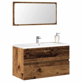Mueble de baño con espejo de madera antigua madera