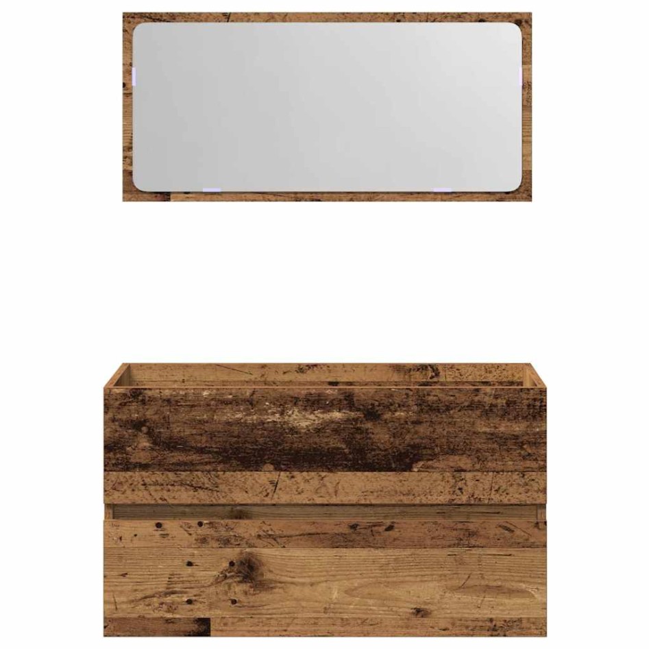 Mueble de baño con espejo de madera antigua madera