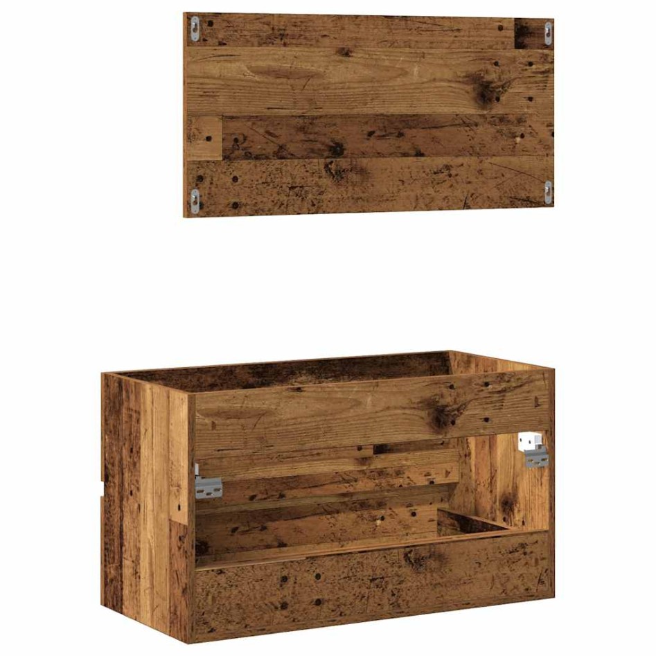 Mueble de baño con espejo de madera antigua madera