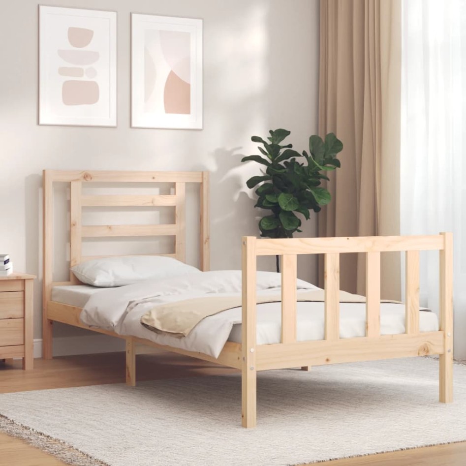 Estructura de cama sin colchón madera maciza de pino 90x200