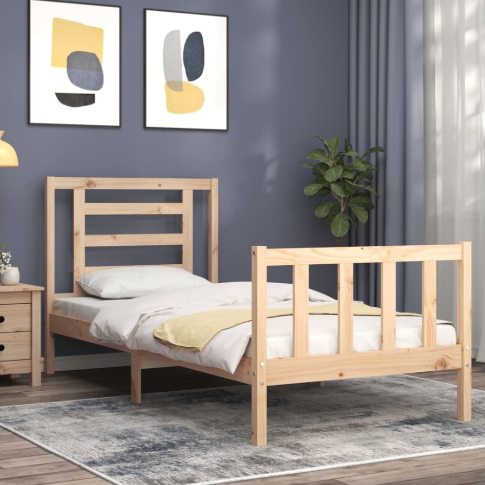 Estructura de cama sin colchón madera maciza de pino 90x200