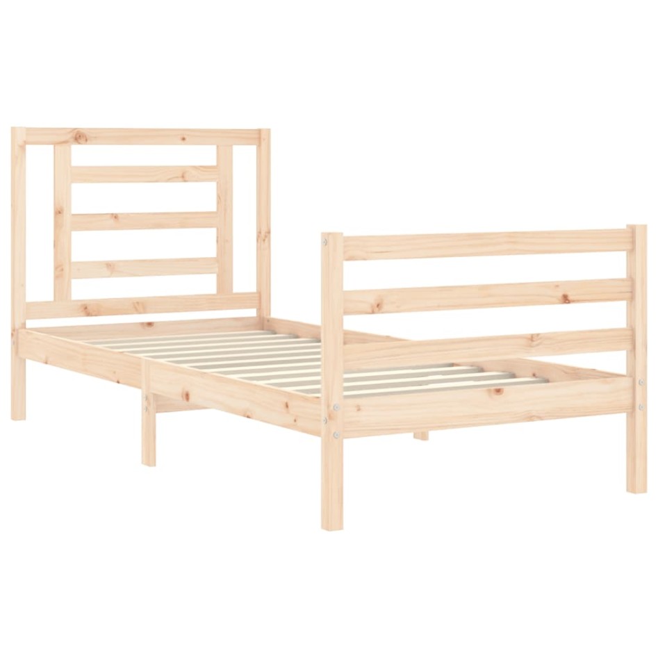 Estructura de cama con cabecero madera maciza 90x200
