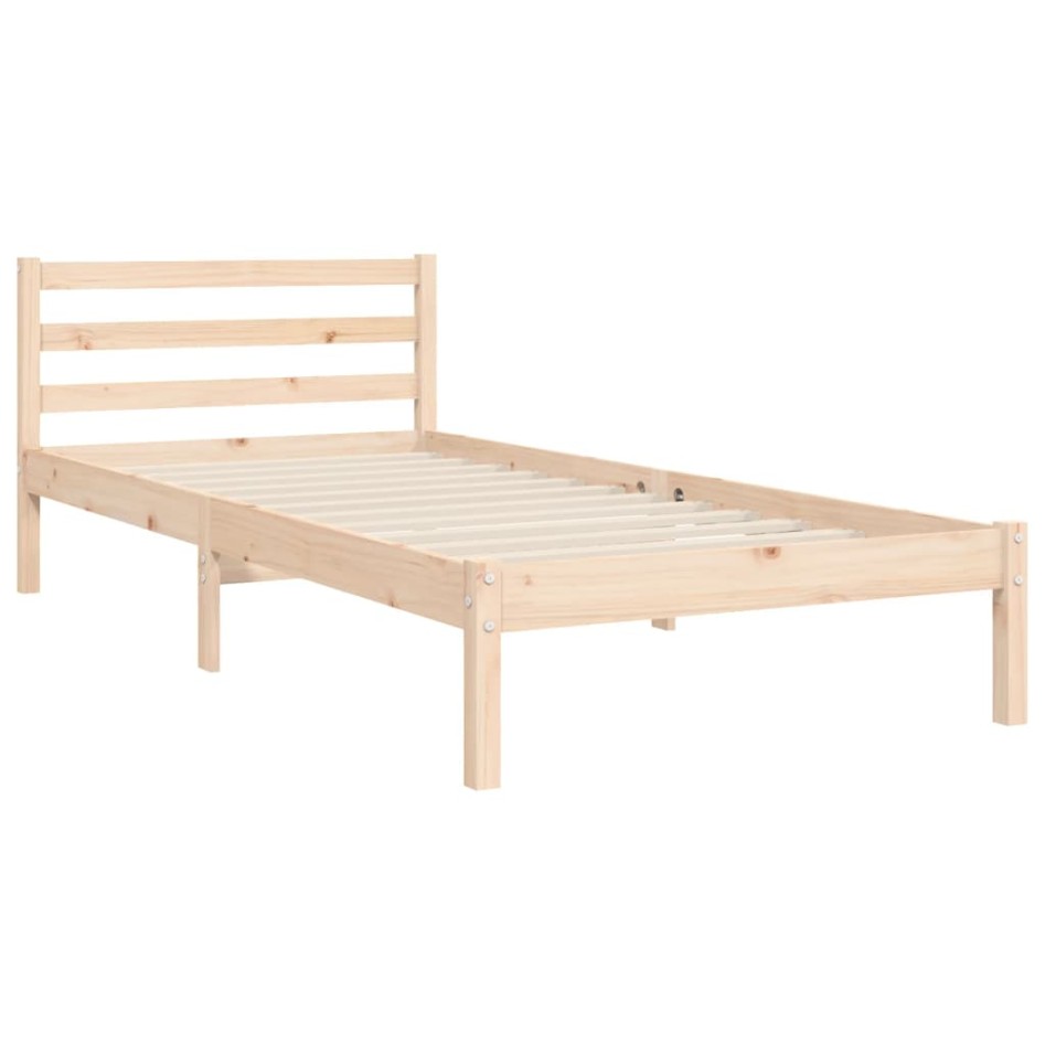 Estructura de cama con cabecero madera maciza 90x200