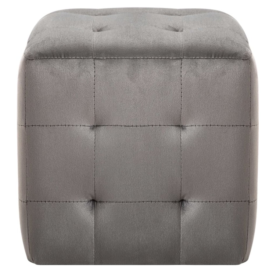 Puf 2 unidades terciopelo gris 30x30x30
