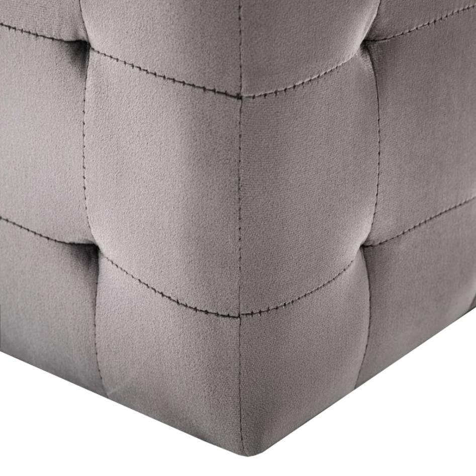 Puf 2 unidades terciopelo gris 30x30x30