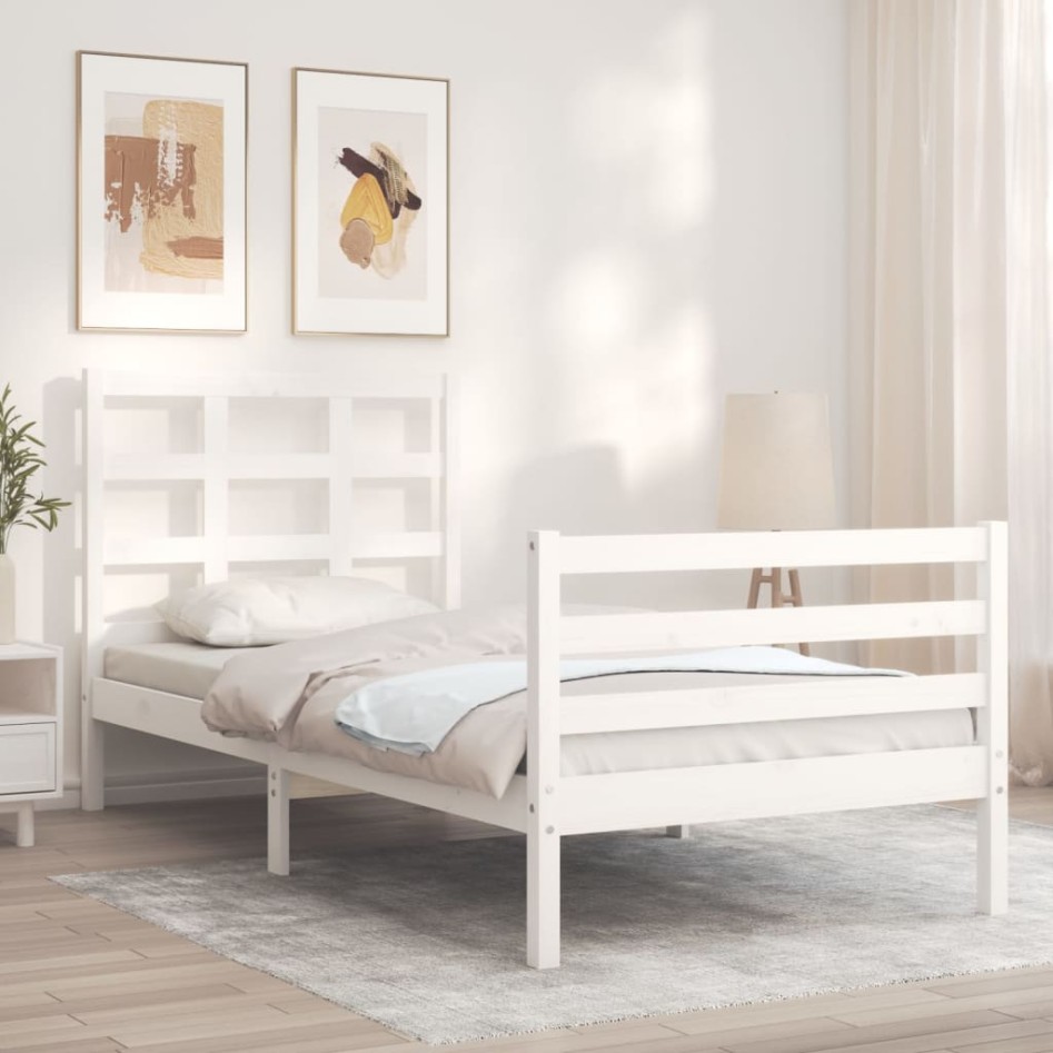 Estructura de cama con cabecero madera maciza