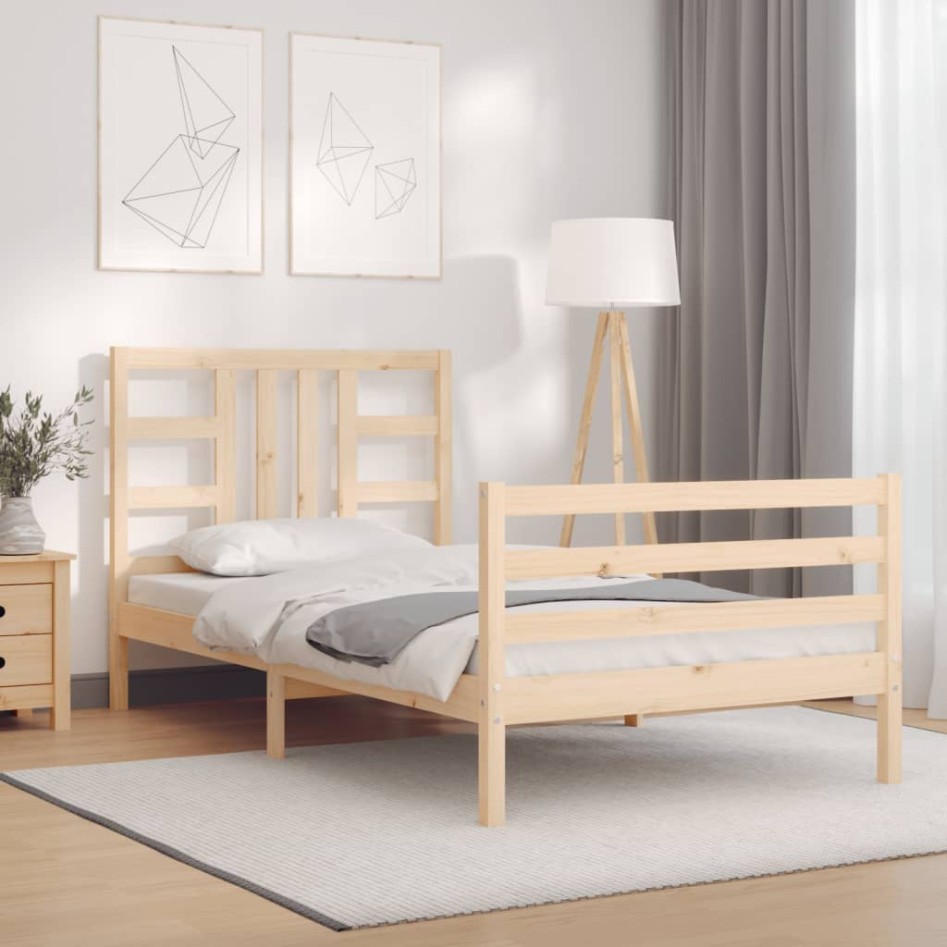 Estructura de cama sin colchón madera maciza de pino 90x200