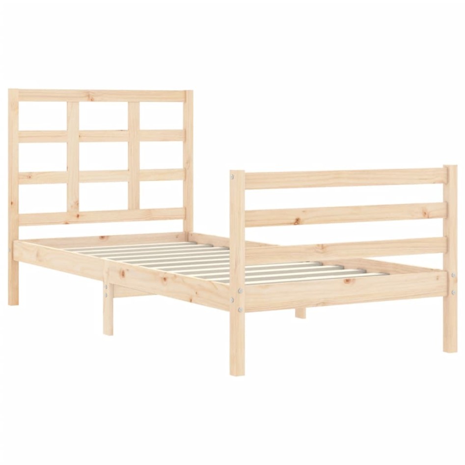 Estructura de cama con cabecero madera maciza 90x200