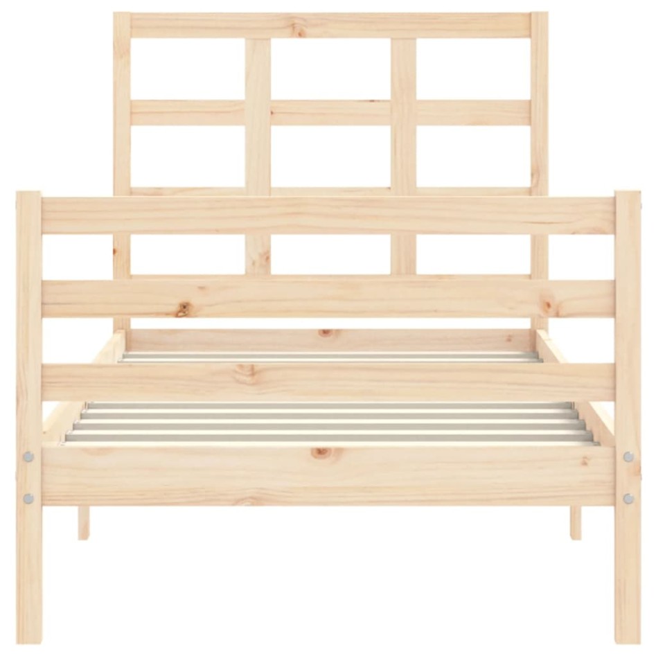Estructura de cama con cabecero madera maciza 90x200