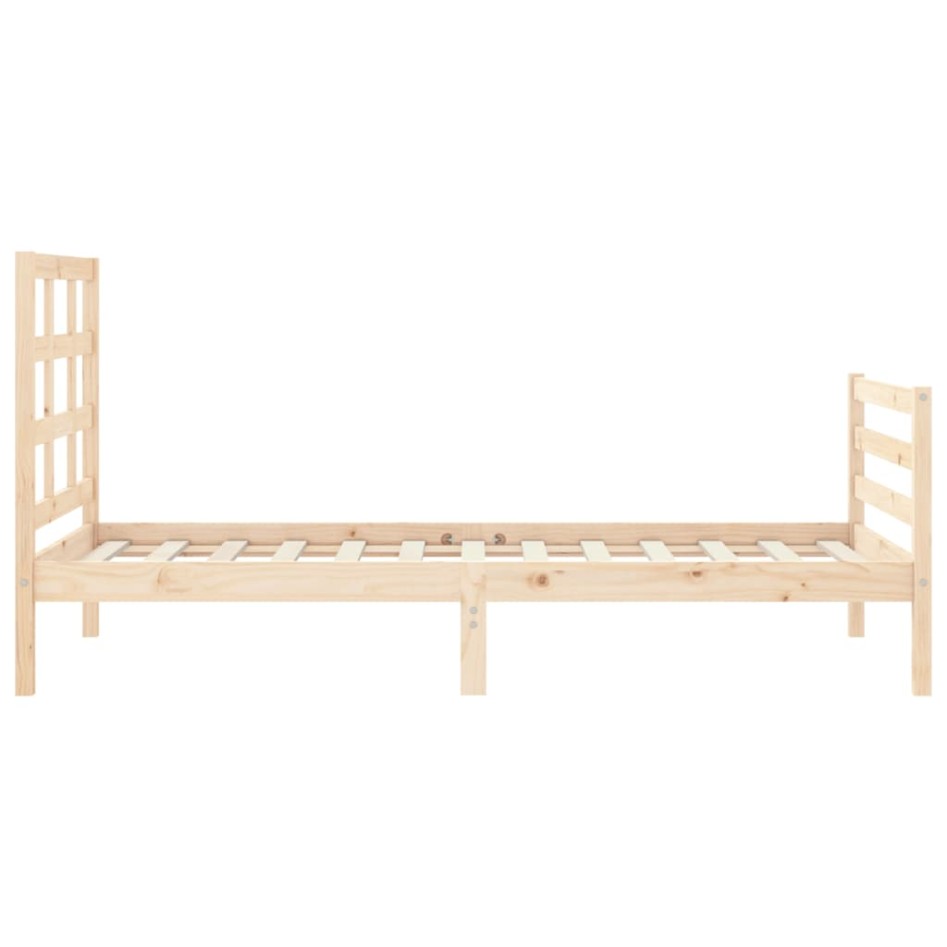 Estructura de cama con cabecero madera maciza 90x200
