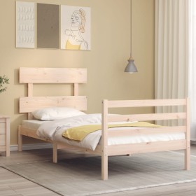 Estructura de cama con cabecero madera maciza 90x200