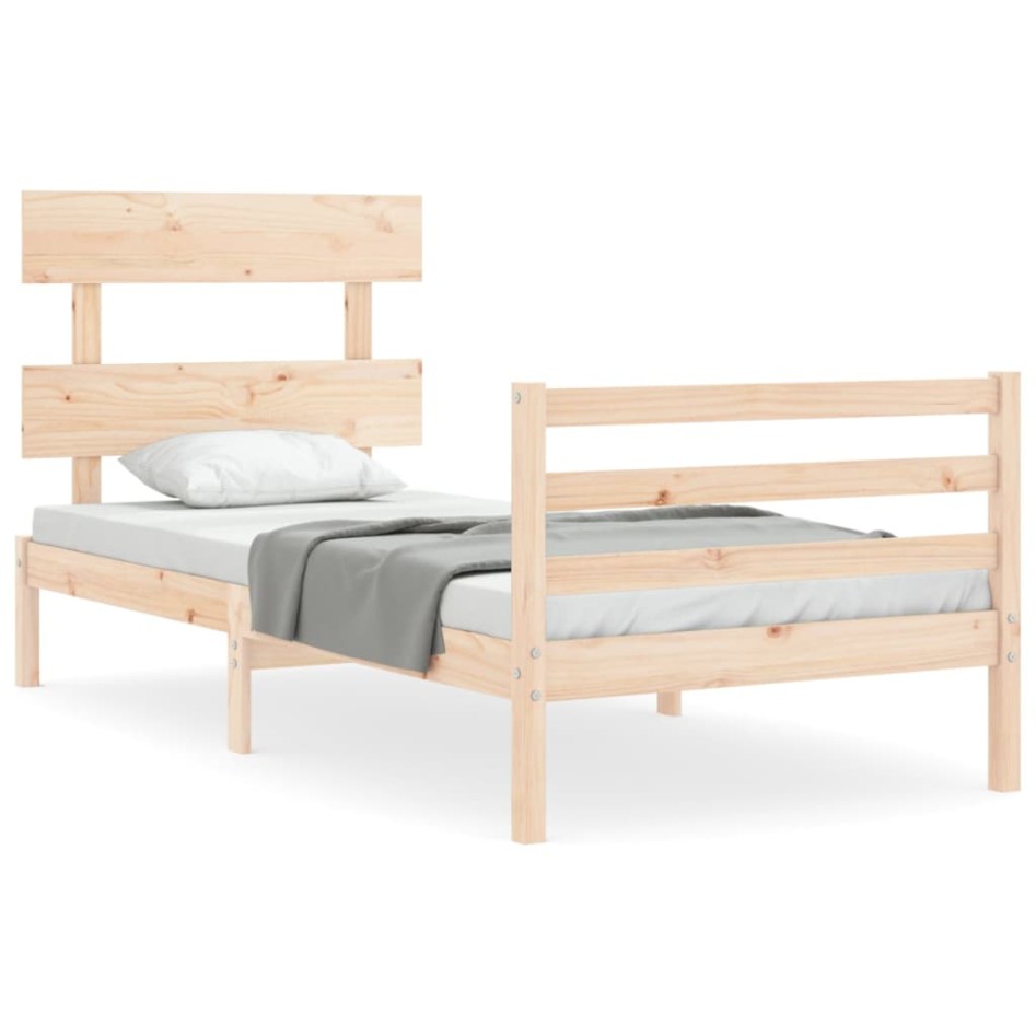 Estructura de cama con cabecero madera maciza 90x200