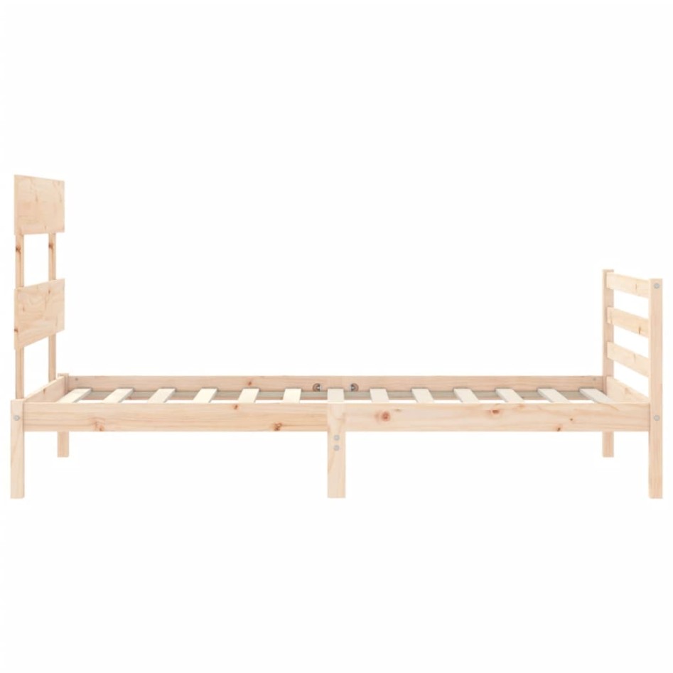 Estructura de cama con cabecero madera maciza 90x200