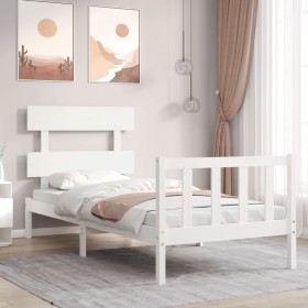 Estructura de cama con cabecero madera maciza