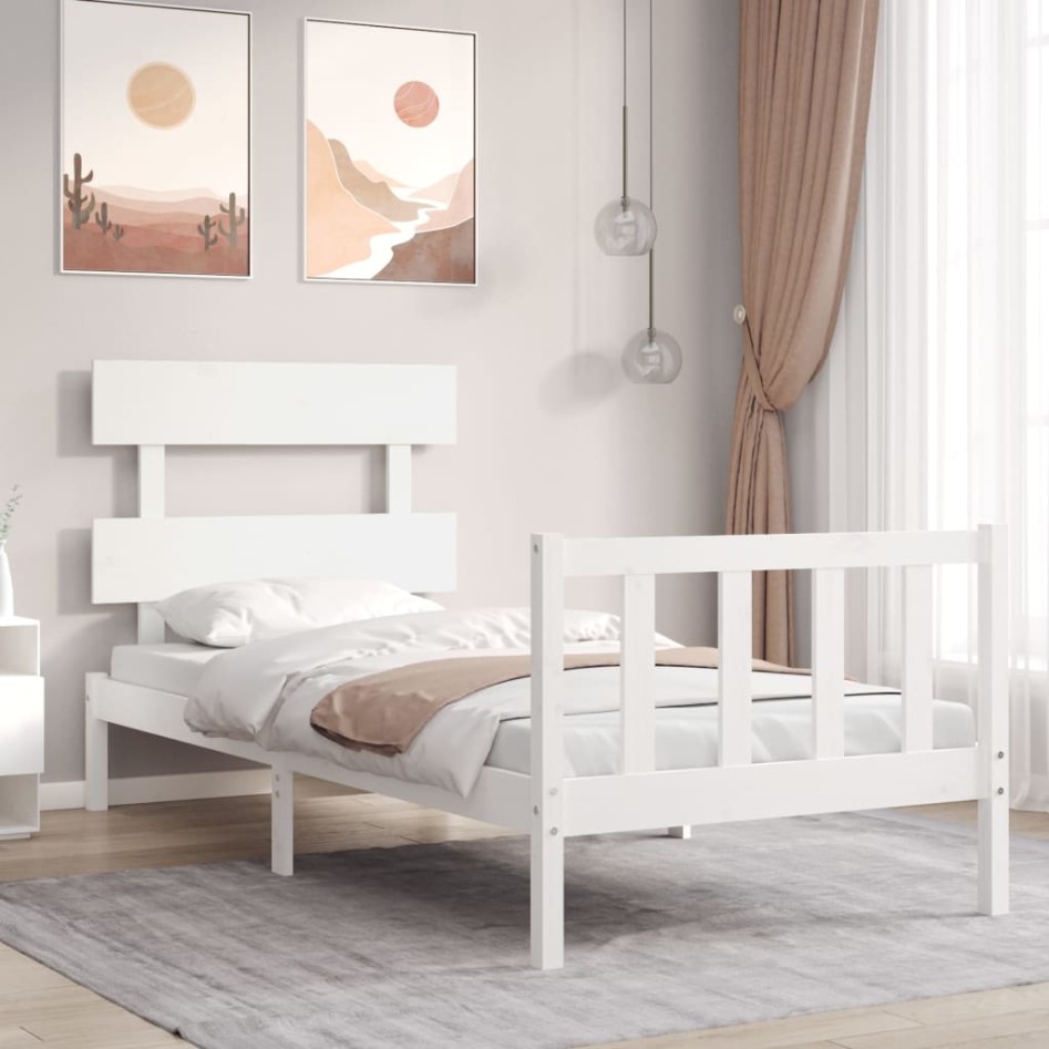 Estructura de cama con cabecero madera maciza