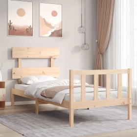 Estructura de cama sin colchón madera maciza de pino 90x200