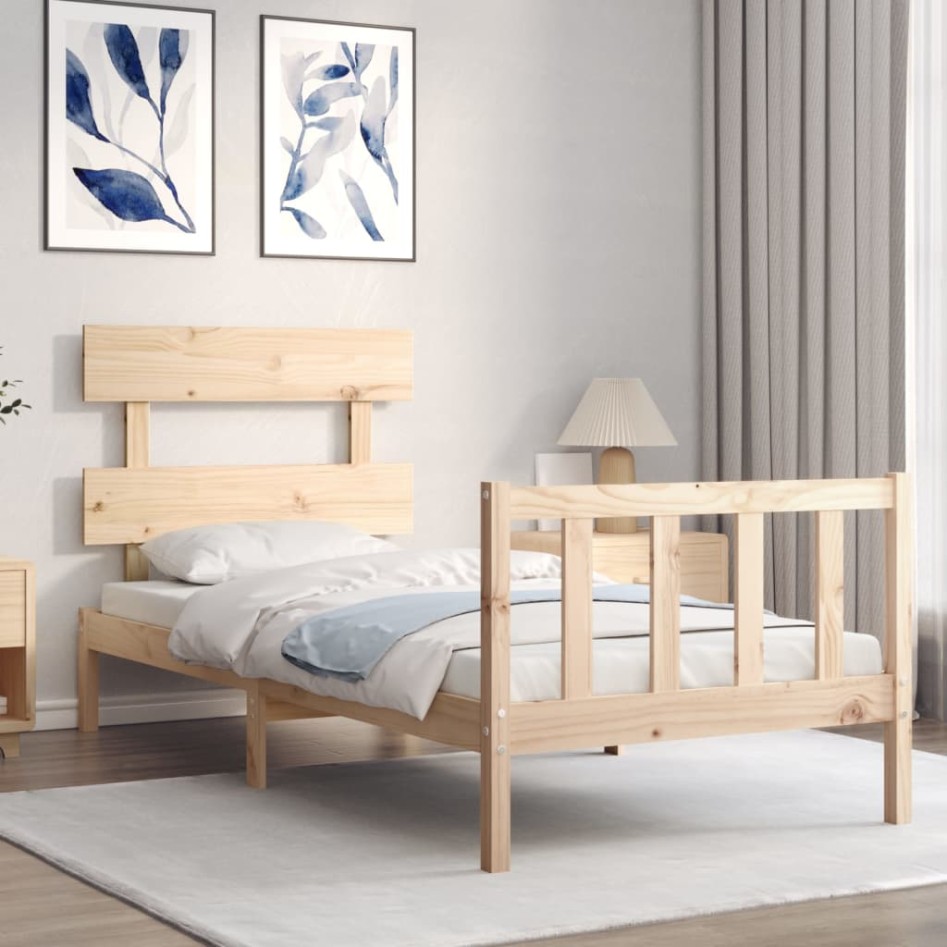 Estructura de cama sin colchón madera maciza de pino 90x200