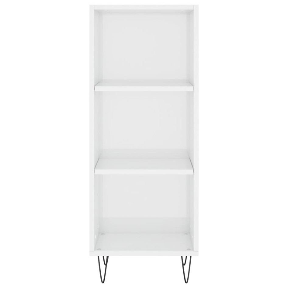 Aparador alto madera contrachapada blanco brillo 34,5x34x180