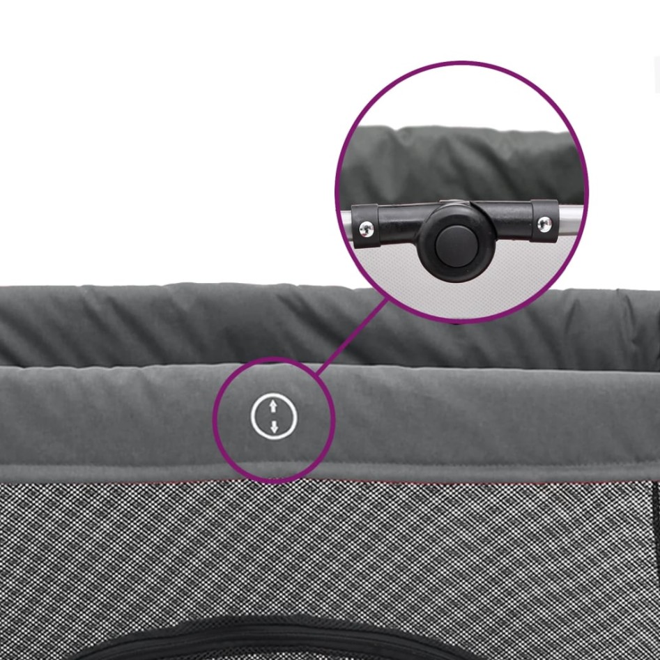 Parque infantil para bebés con colchón tela lino gris