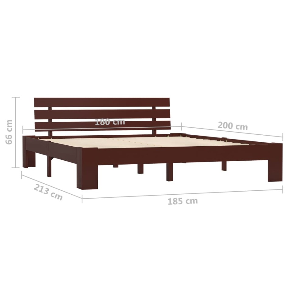 Estructura de cama madera maciza pino marrón oscuro 180x200
