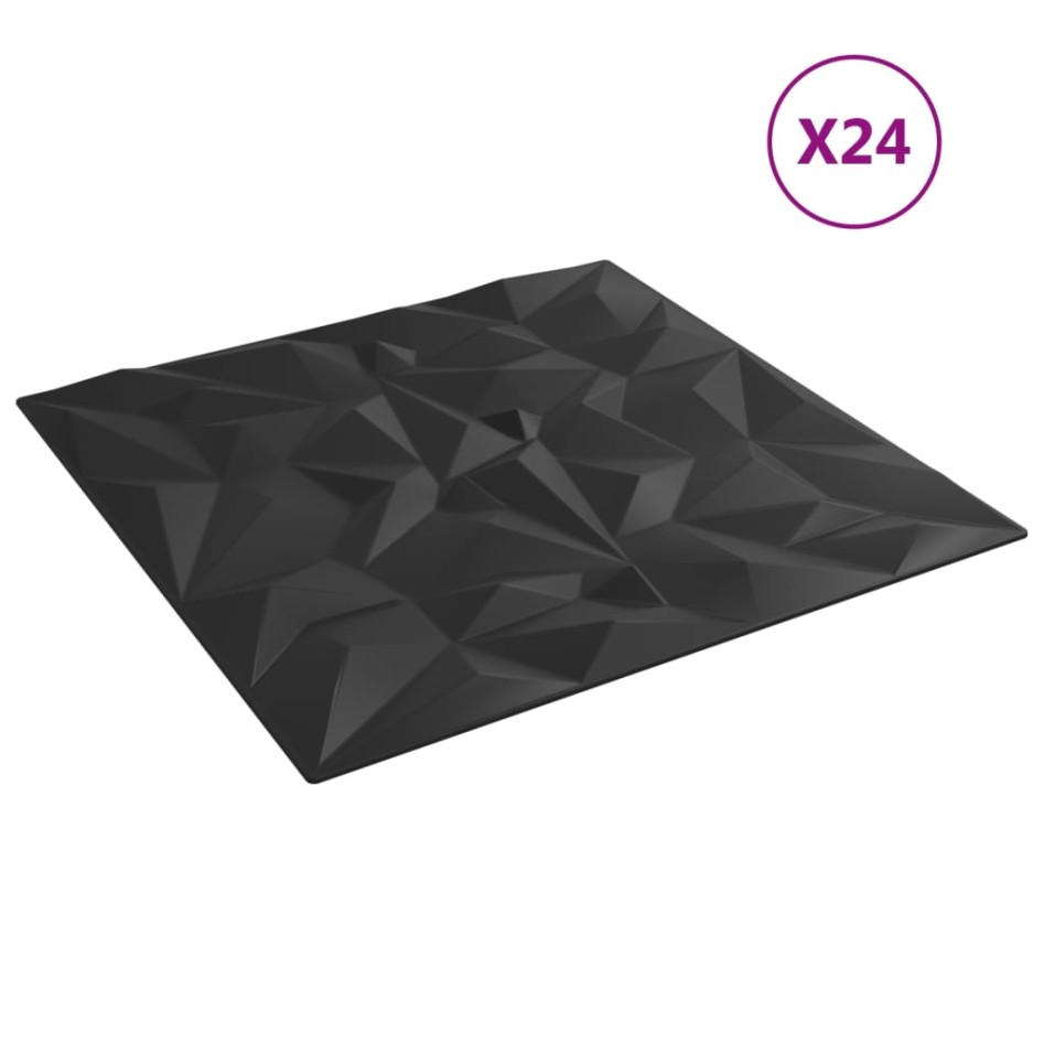 Paneles de pared 24 uds XPS amatista negro 50x50 cm 6