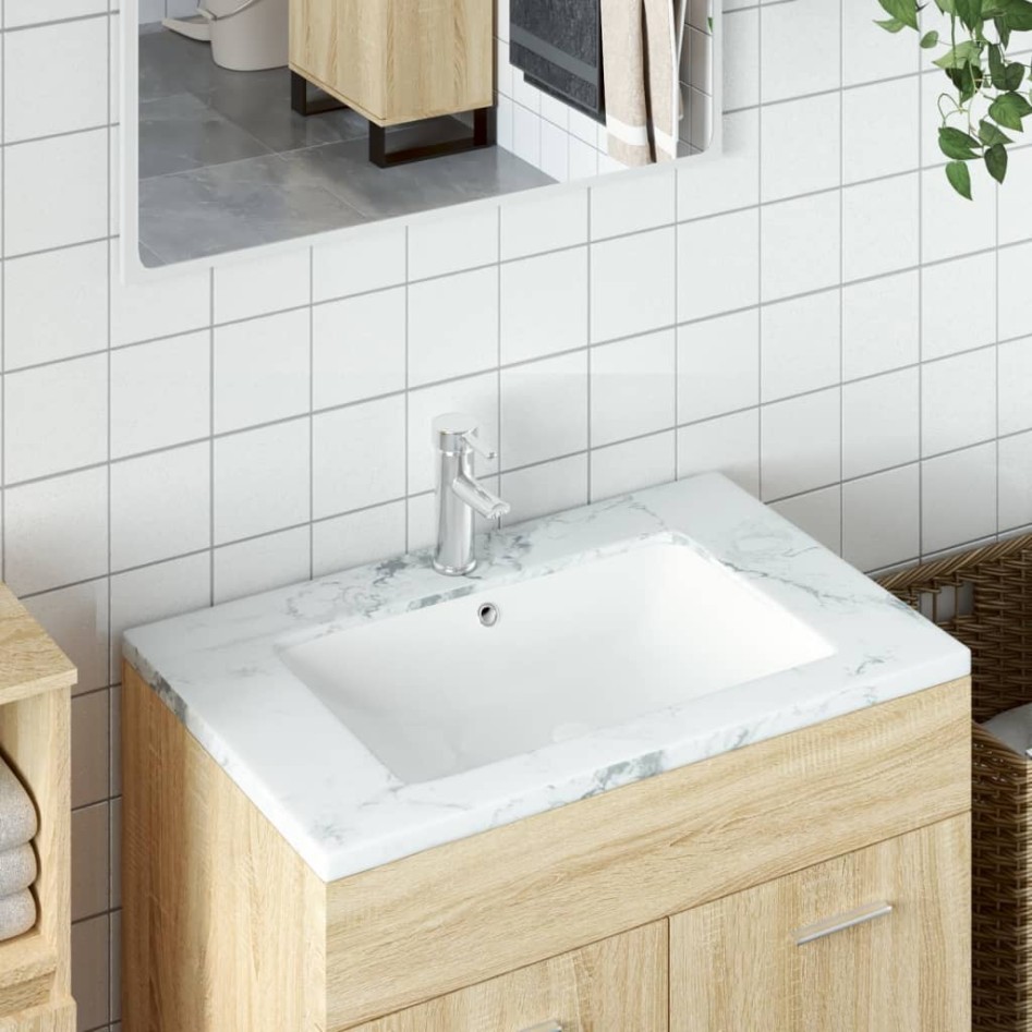 Lavabo de baño rectangular cerámica blanco 60x40x21