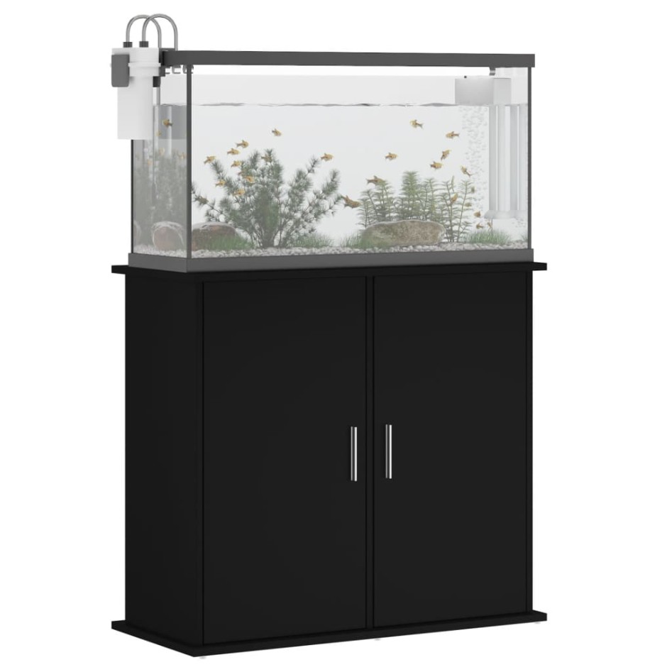 Soporte para acuario madera de ingeniería negro 81x36x73