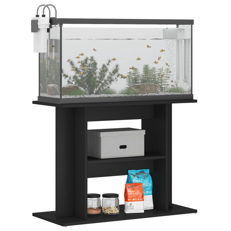 Soporte para acuario madera de ingeniería negro 80x35x60