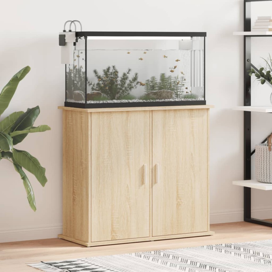 Soporte para acuario madera ingeniería roble Sonoma 81x36x73