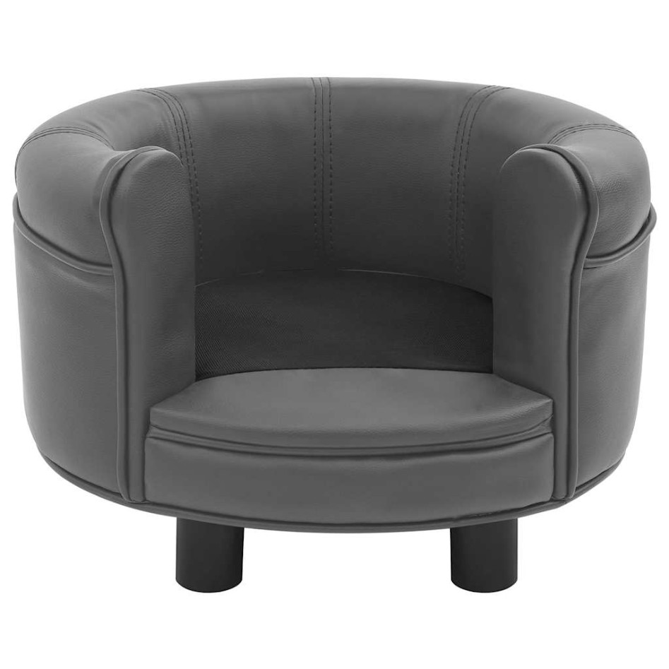 Sofá para perros felpa y cuero sintético gris 48x48x32