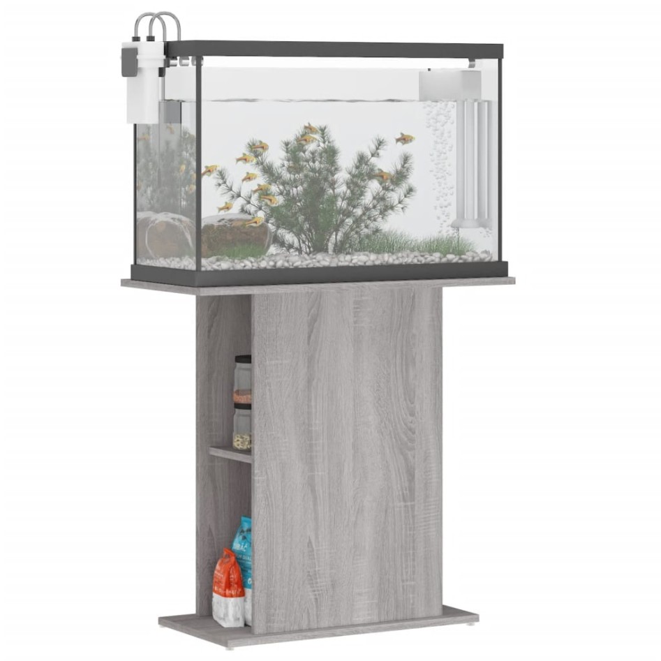 Soporte de acuario madera ingeniería gris Sonoma 75x36x72,5