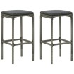 Taburetes de cocina con cojines 2 uds ratán sintético gris