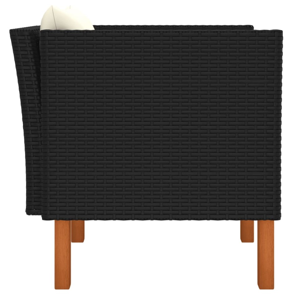 Sofá de jardín de ratán sintético y madera maciza de