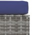 Reposapiés de jardín con cojín ratán sintético gris 70x70x30