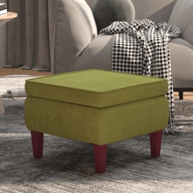Taburete con patas de madera terciopelo verde