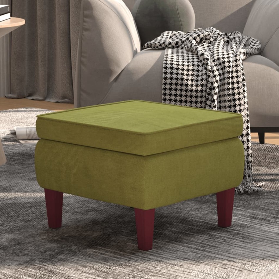 Taburete con patas de madera terciopelo verde
