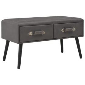 Mesa de centro de cuero sintético gris 80x40x46
